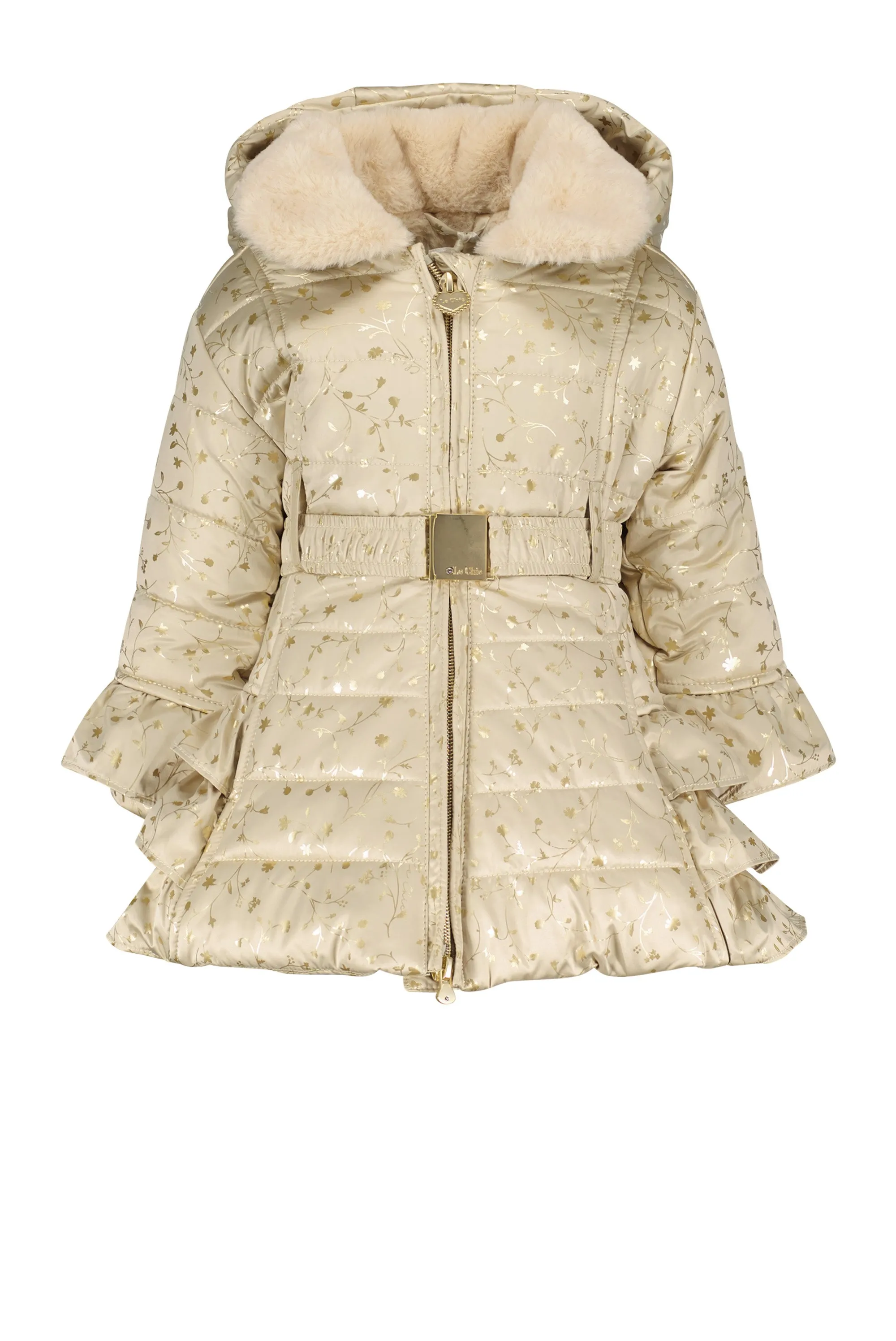 ♥ BALUCIA ♥ ruffle coat AOP *Pearled Ivory & Foil*