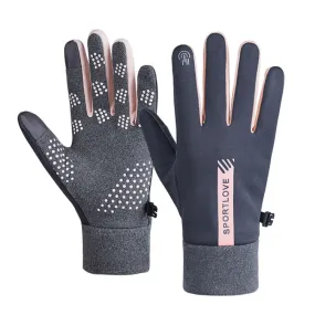 1 Pair Velvet and Thick Cycling Windproof and Cold Warm Gloves, Style: Female Version (Grey)