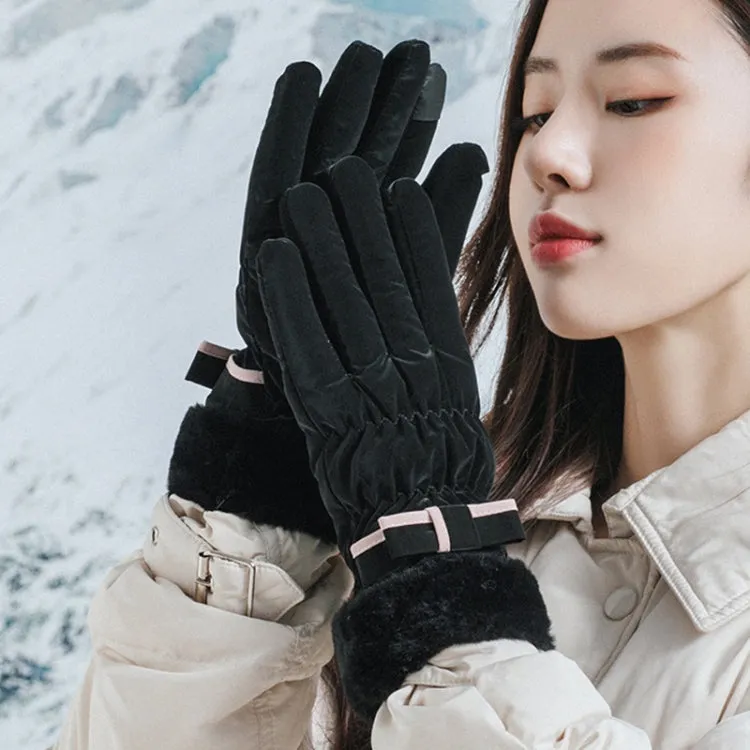 1 Pair YR205 Winter Warm Plus Fleece Mouth Driving Riding Sports Gloves, Size: Free Code(Black)