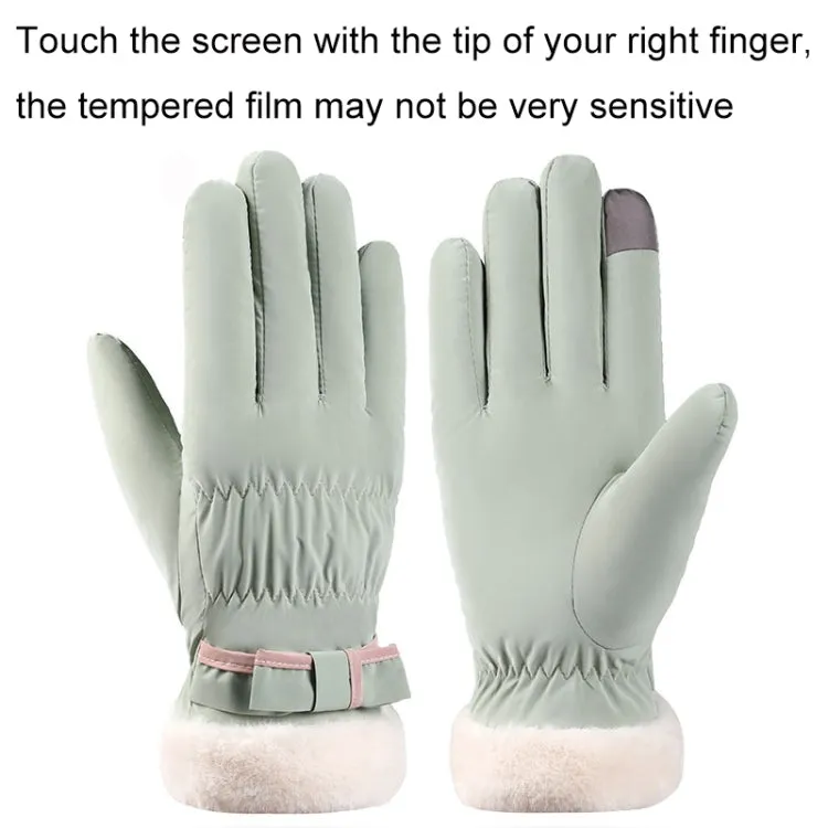 1 Pair YR205 Winter Warm Plus Fleece Mouth Driving Riding Sports Gloves, Size: Free Code(Khaki)