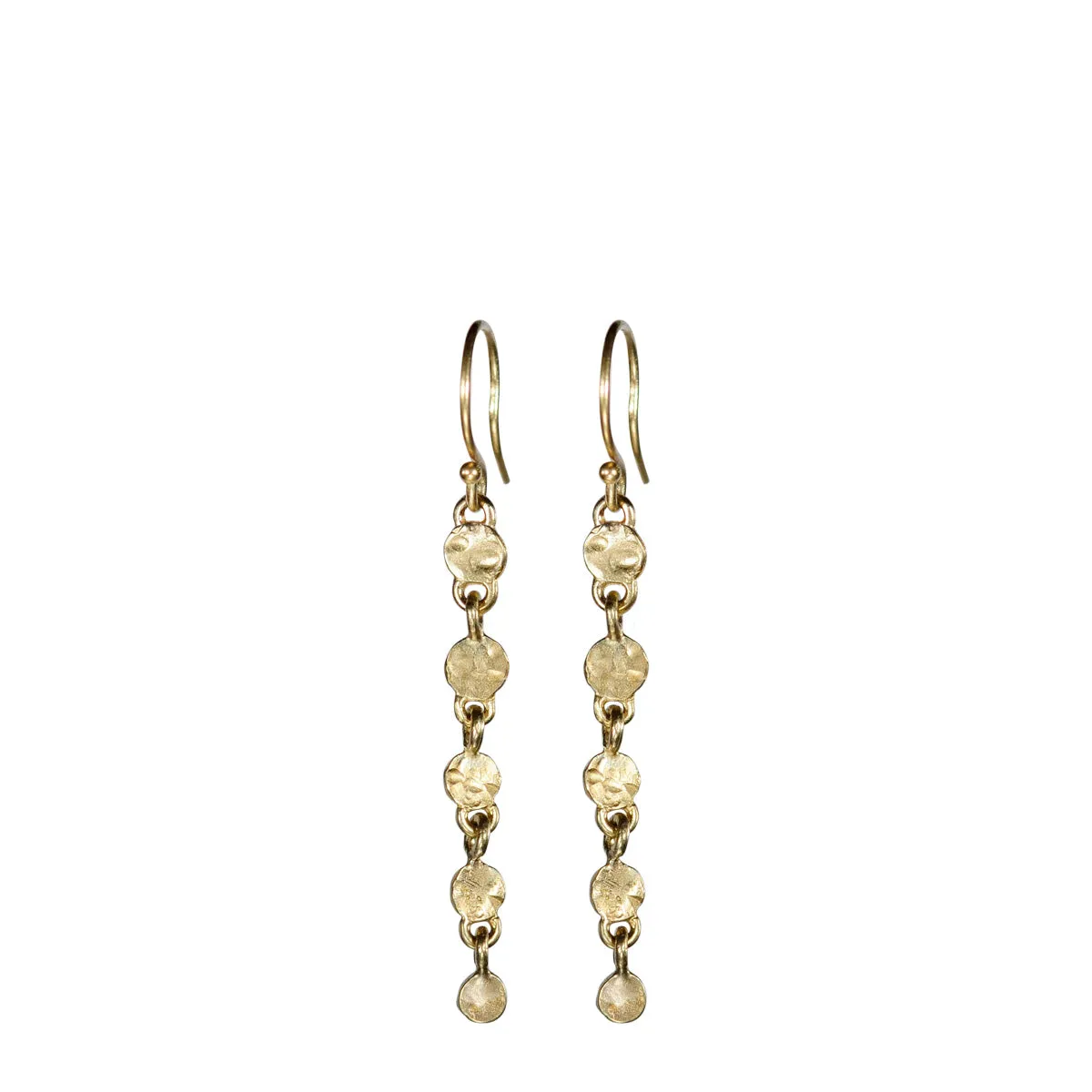 10K Gold Short Hammered Disc Earrings