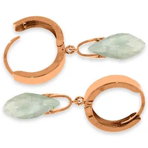 14K Solid Rose Gold Hoop Earrings w/ Natural Green Amethysts