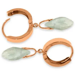 14K Solid Rose Gold Hoop Earrings w/ Natural Green Amethysts