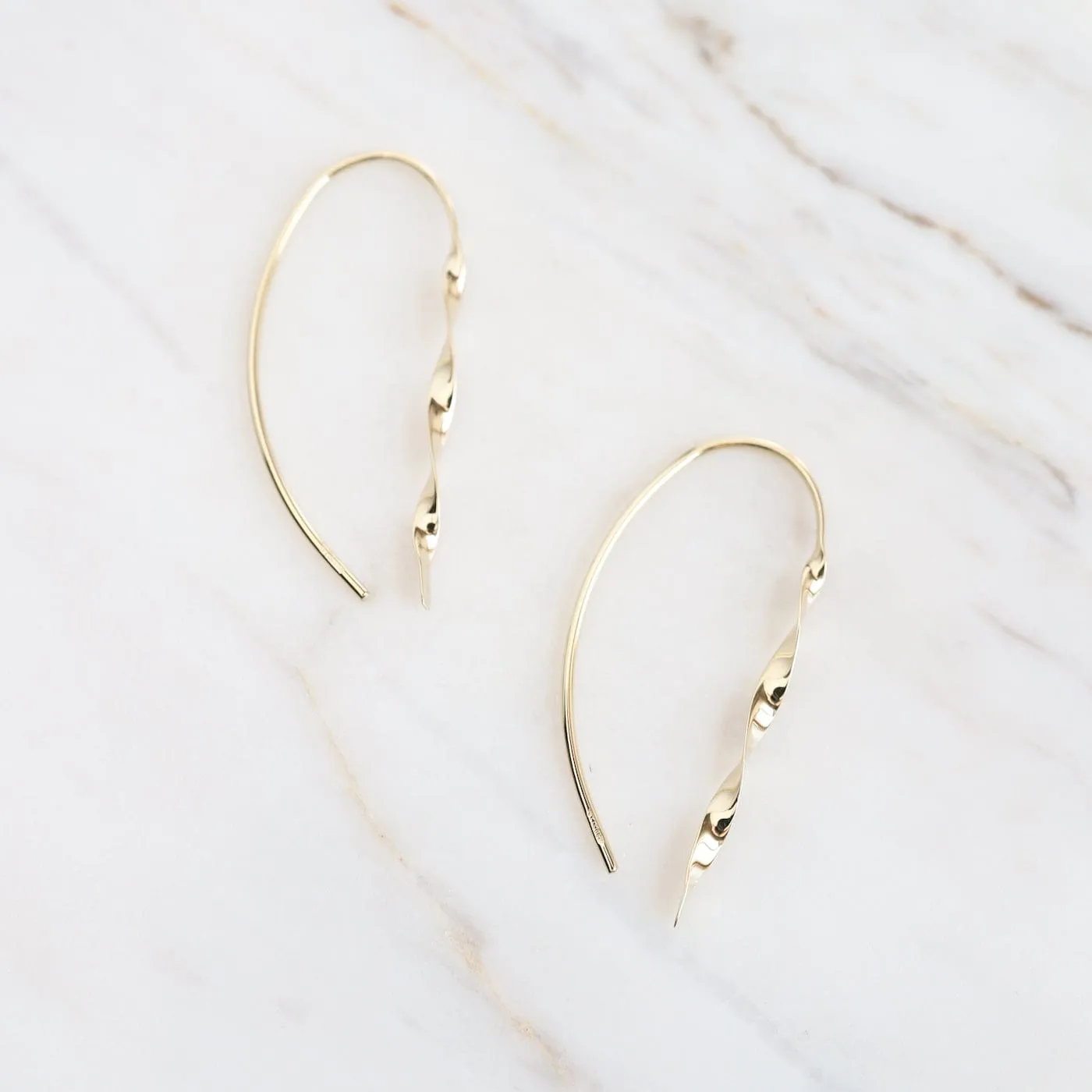 14k Twisted Bar Drop Earrings