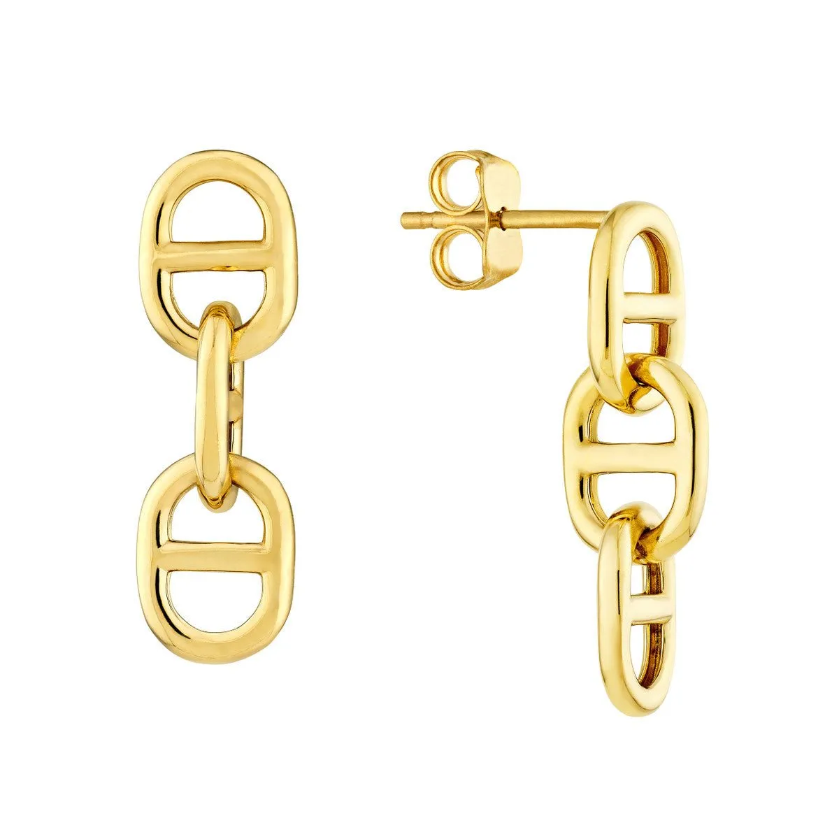 14K Yellow Gold Double Link Earrings