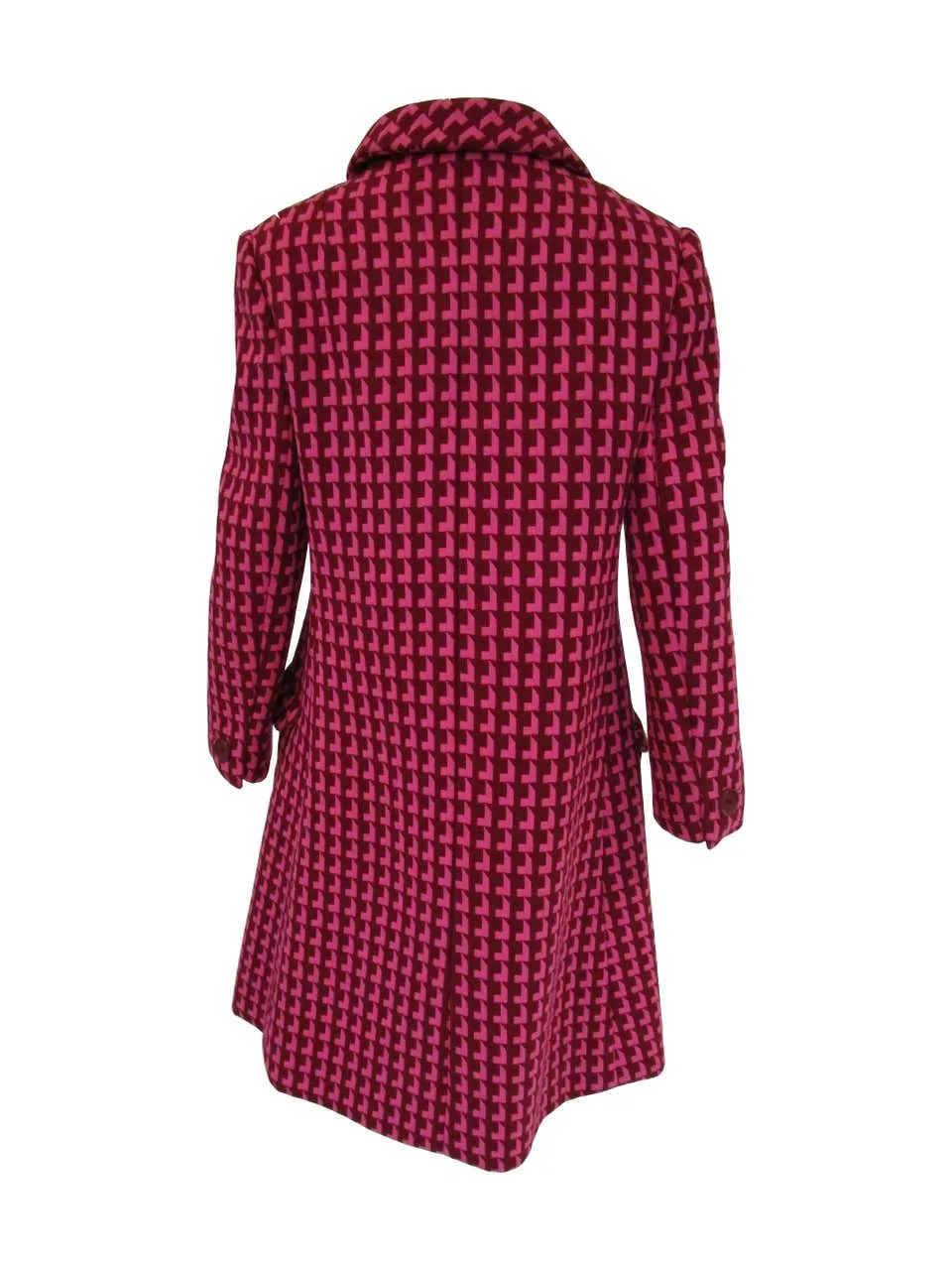 1960s Geoffrey Beene Pink and Plum Drop Shadow Pattern Coat