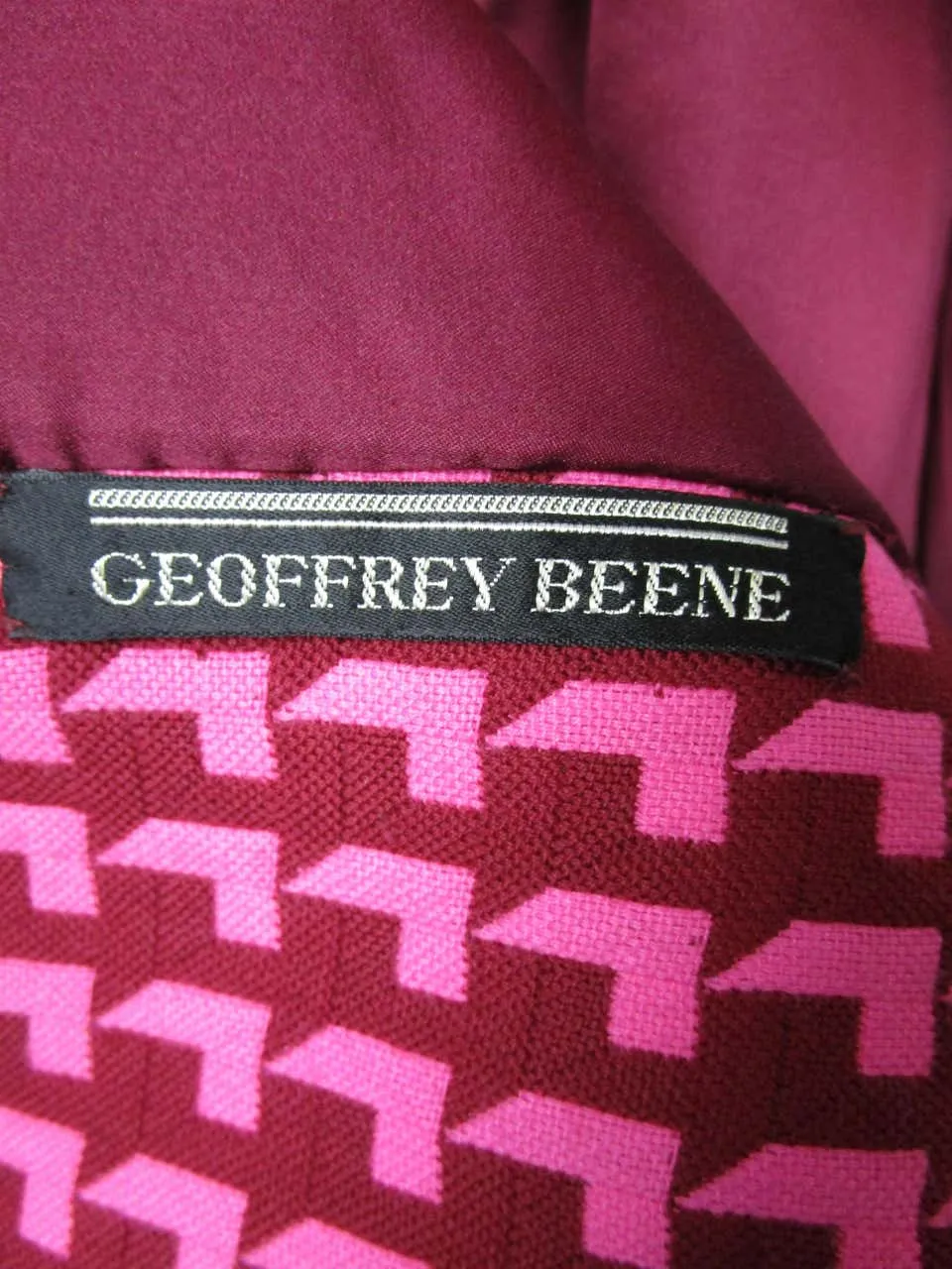 1960s Geoffrey Beene Pink and Plum Drop Shadow Pattern Coat