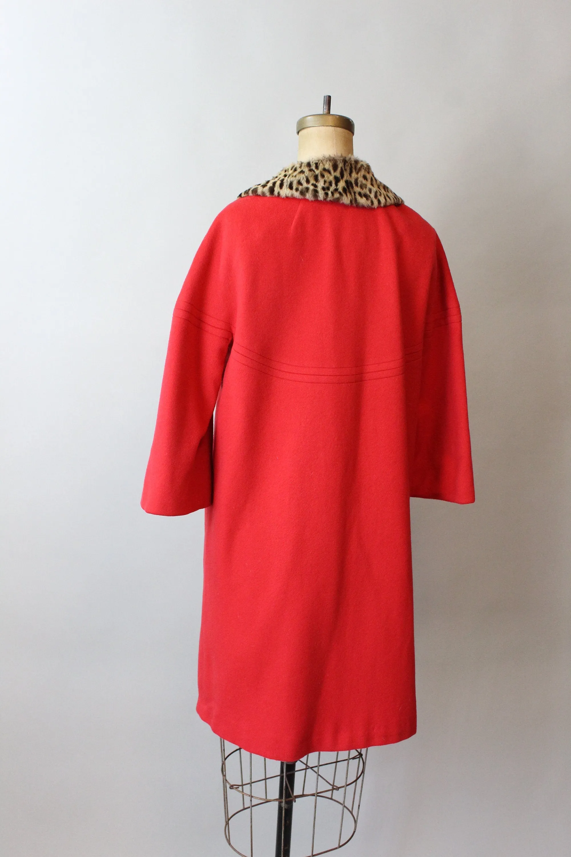 1960s LILLI ANN red fur collar mohair coat small | new fall