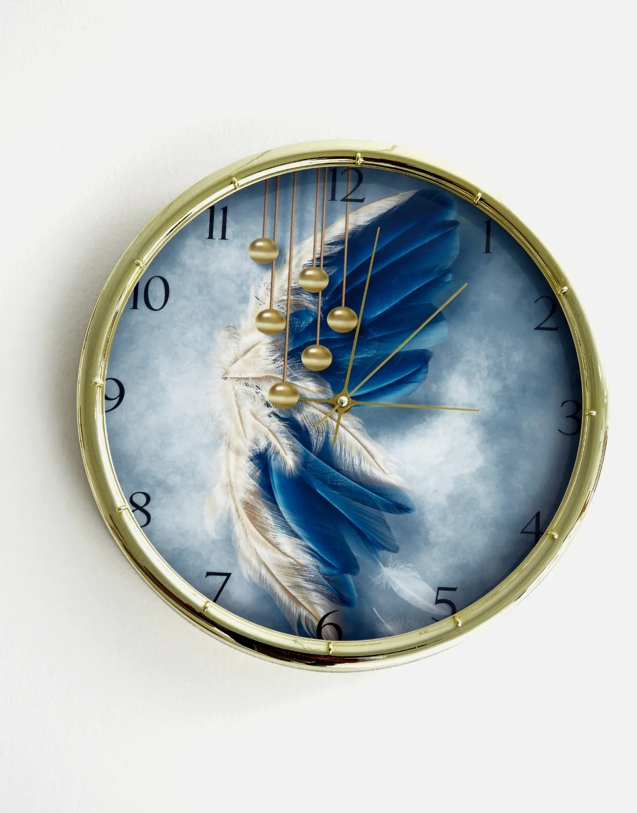 35 Cm Wall Clock-Blue 14563Feathers