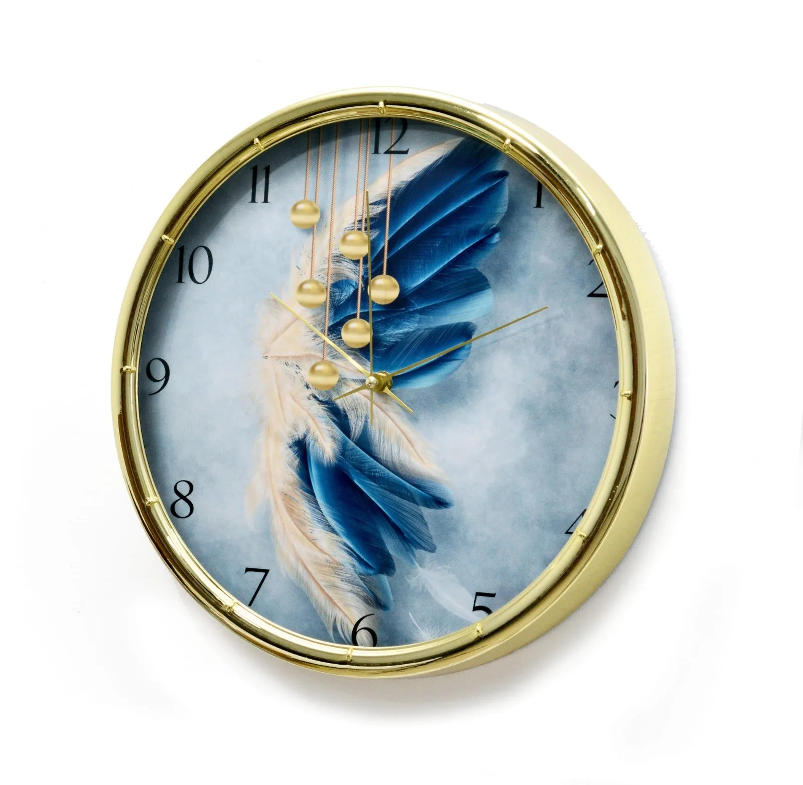 35 Cm Wall Clock-Blue 14563Feathers