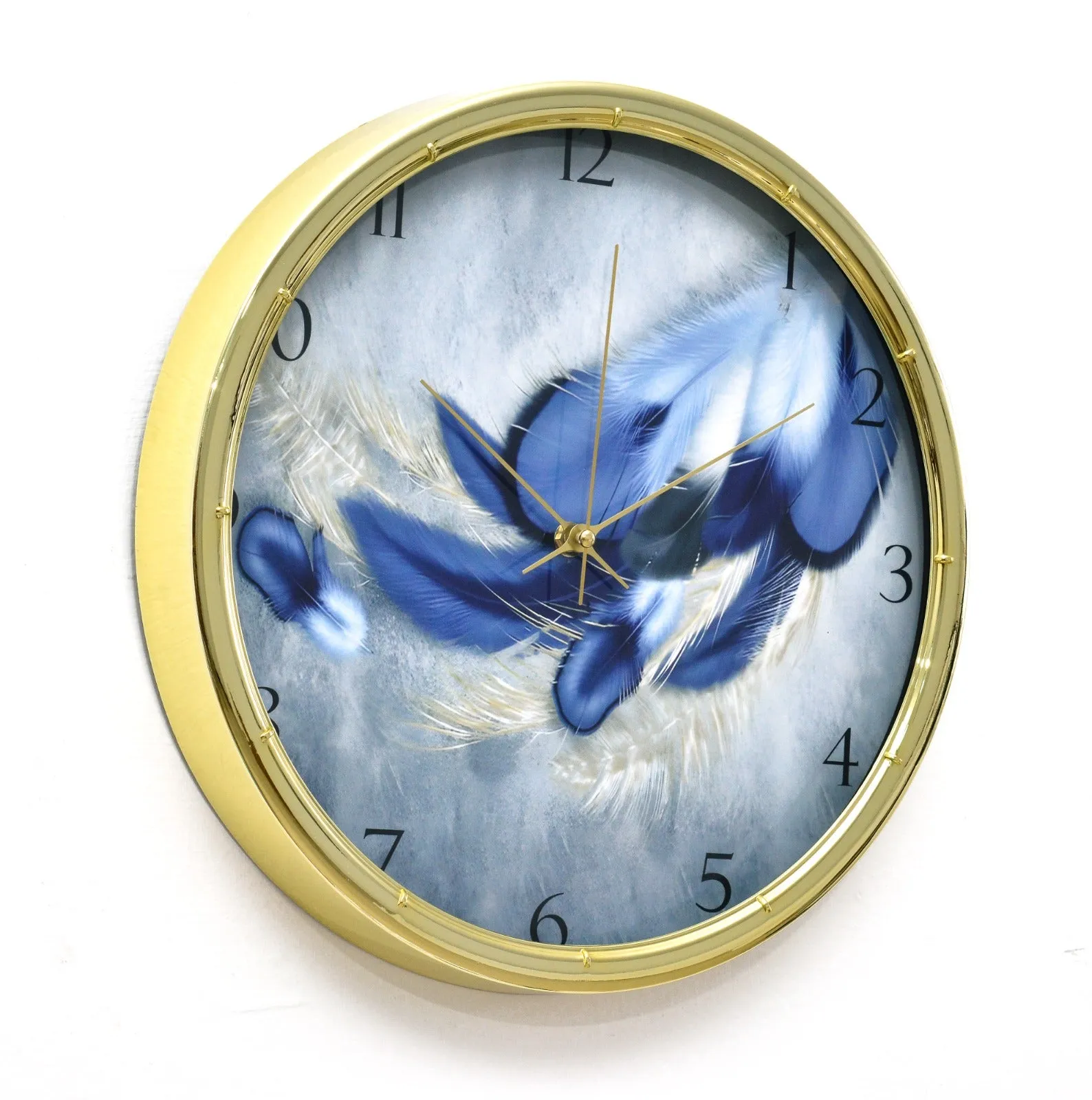 35 Cm Wall Clock-Blue 14563Feathers