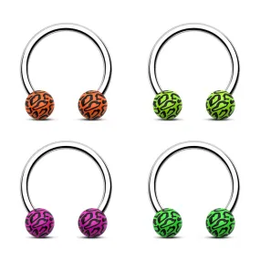 4PCS 16G Leopard Print Horseshoe Septum Ring Set