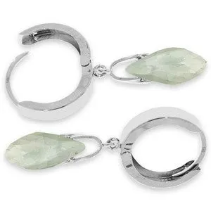 6 Carat 14K Solid White Gold Hoop Earrings Natural Green Amethyst