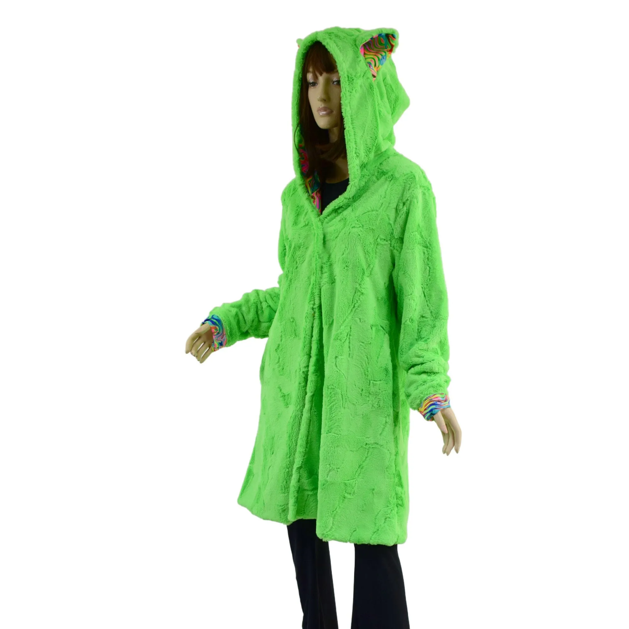 A Line Minky Coat with Kitty Ears