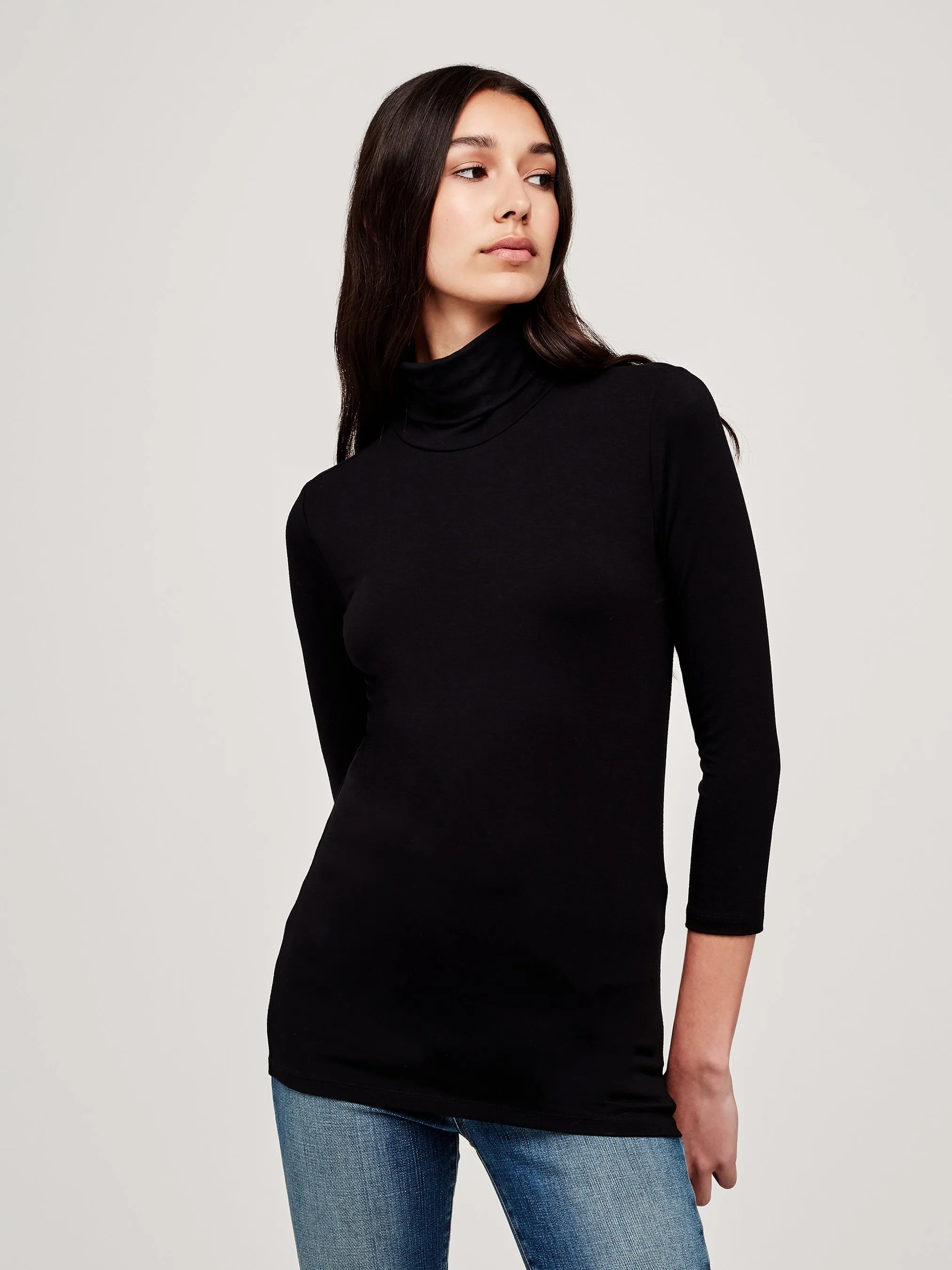 AJA Turtle Neck 3/4 Sleeve Black 5495MJT-BLACk