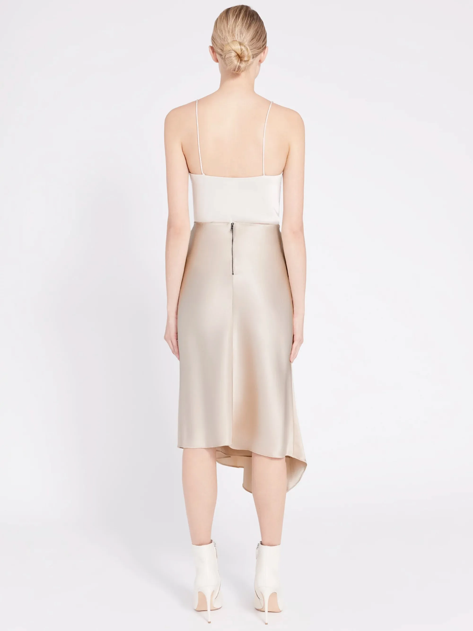 Alice   Olivia - Jayla Drape Slit Skirt in Taupe