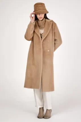 Alpaca Long Coat in Camel