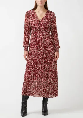 Amalfi Women's Long Sleeve V-neck Dress in Red Leopard - WD0018H