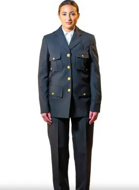 Anchor Uniform Women's Single Breasted Coat with Top Patch Pockets and Bottom Flaps – Polyester Wool Blend