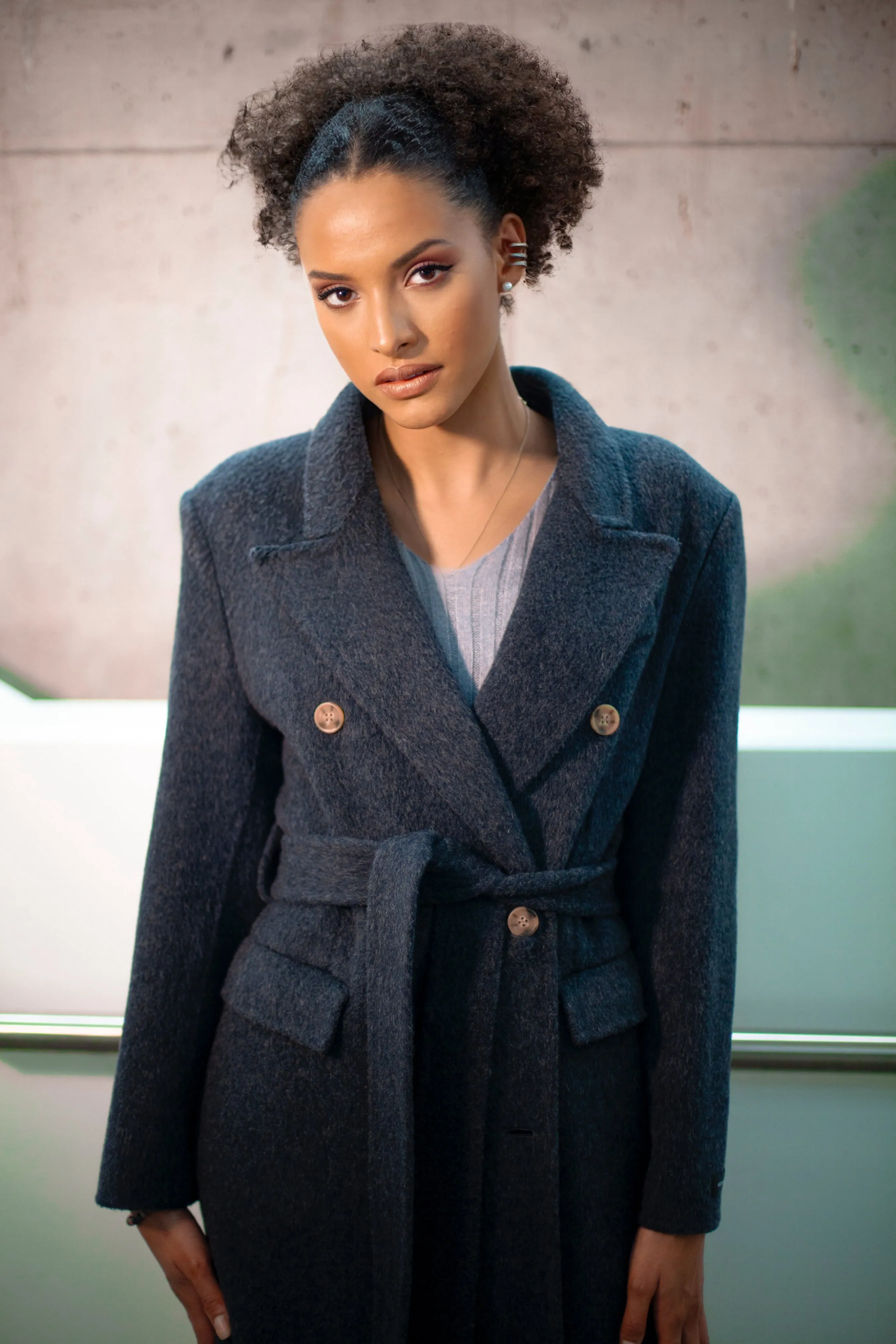 ANTHRACITE GREY WOOL COAT