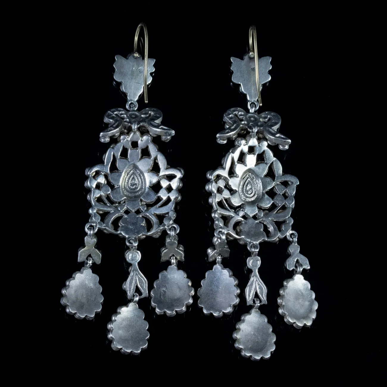 Antique Edwardian Dangle Paste Earrings Silver Circa 1910