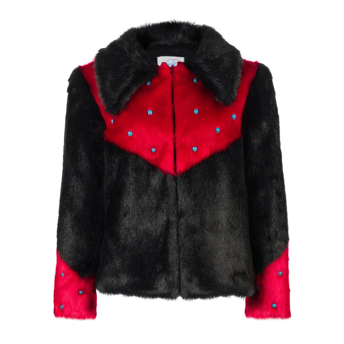 Arizona Faux Fur Jacket Black & Red