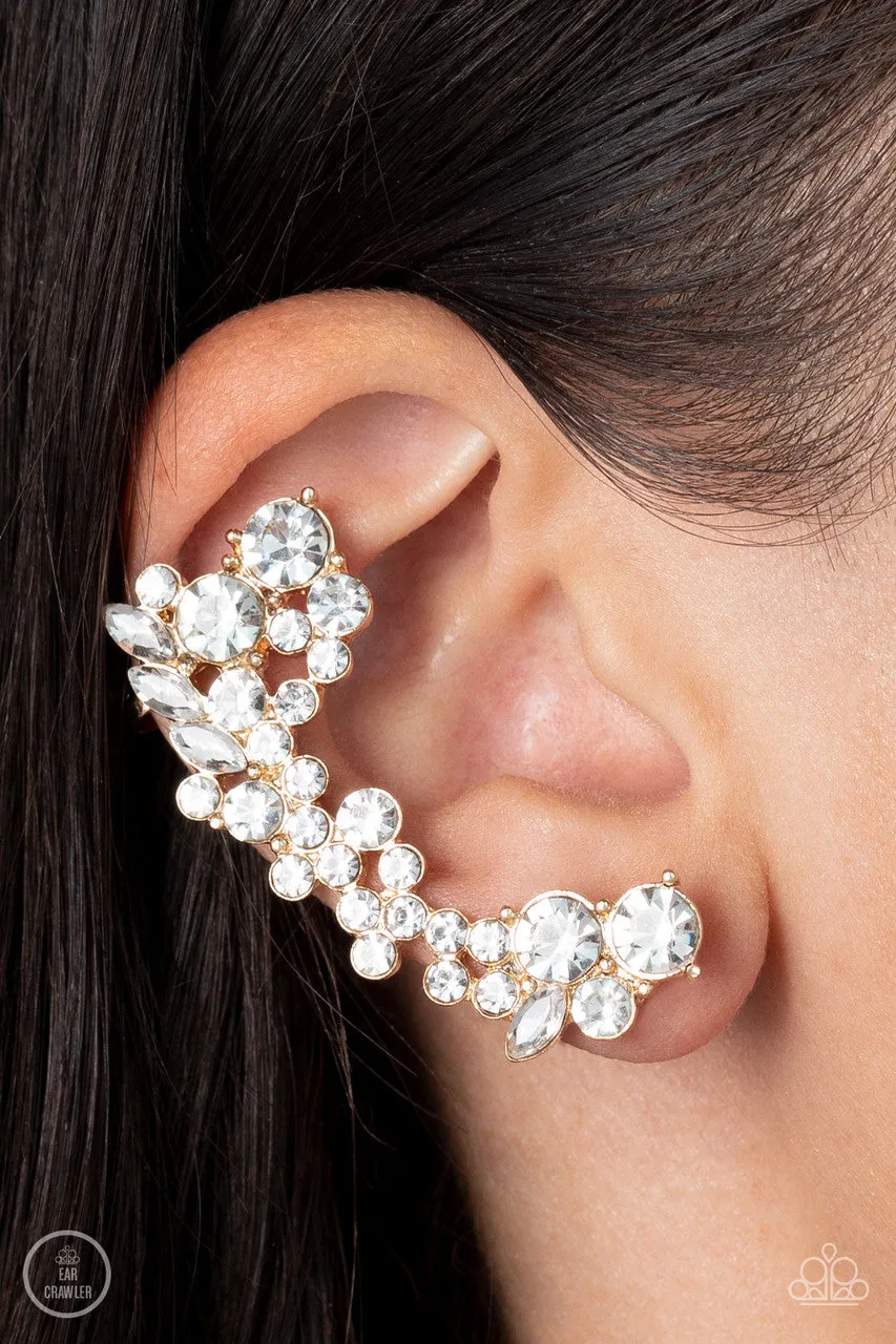 Astronomical Allure - Gold - White Rhinestone Paparazzi Ear Crawlers