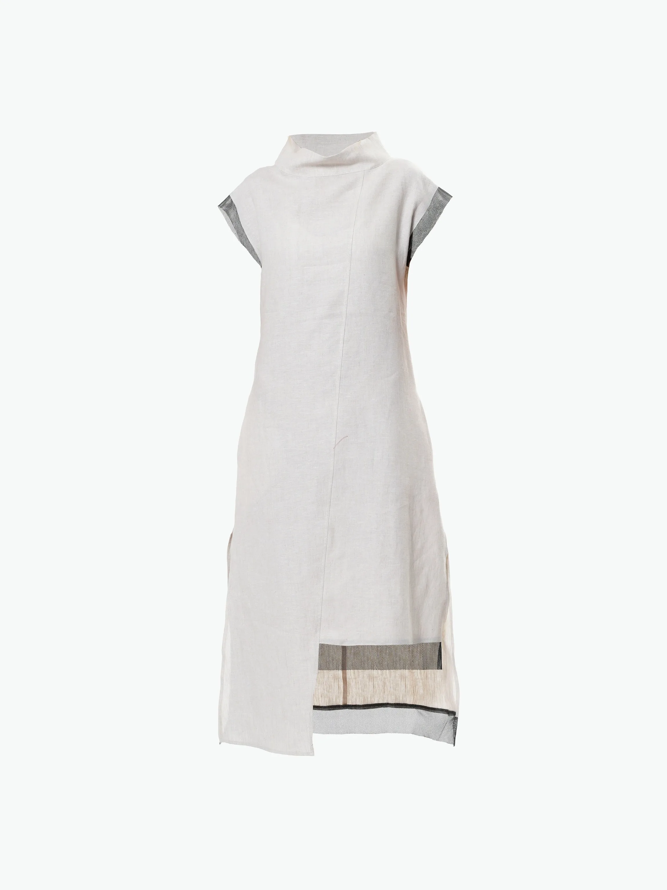 Asymmetrical Linen Dress In Beige