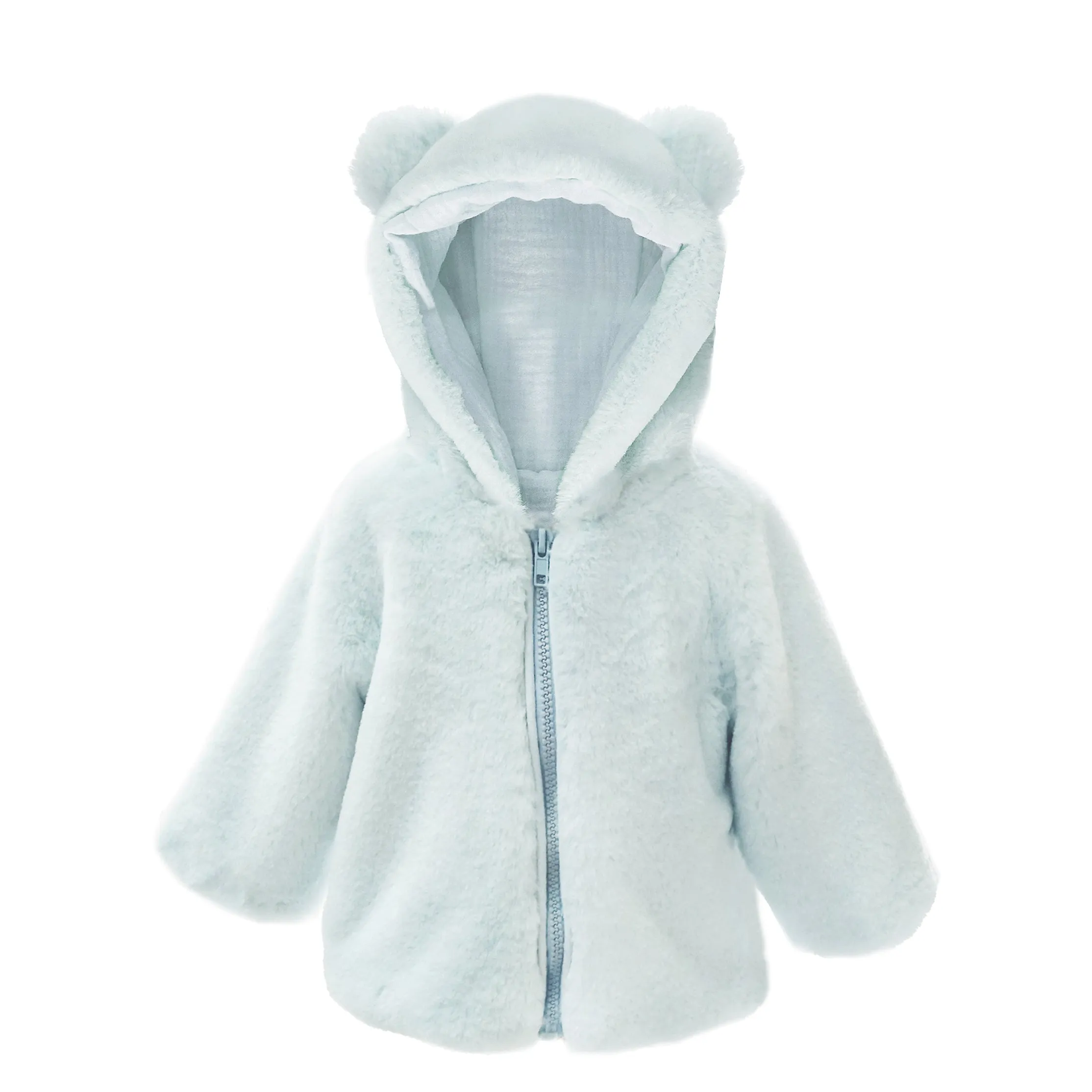 Bear Faux Fur Hooded Baby Coat - 6-12M