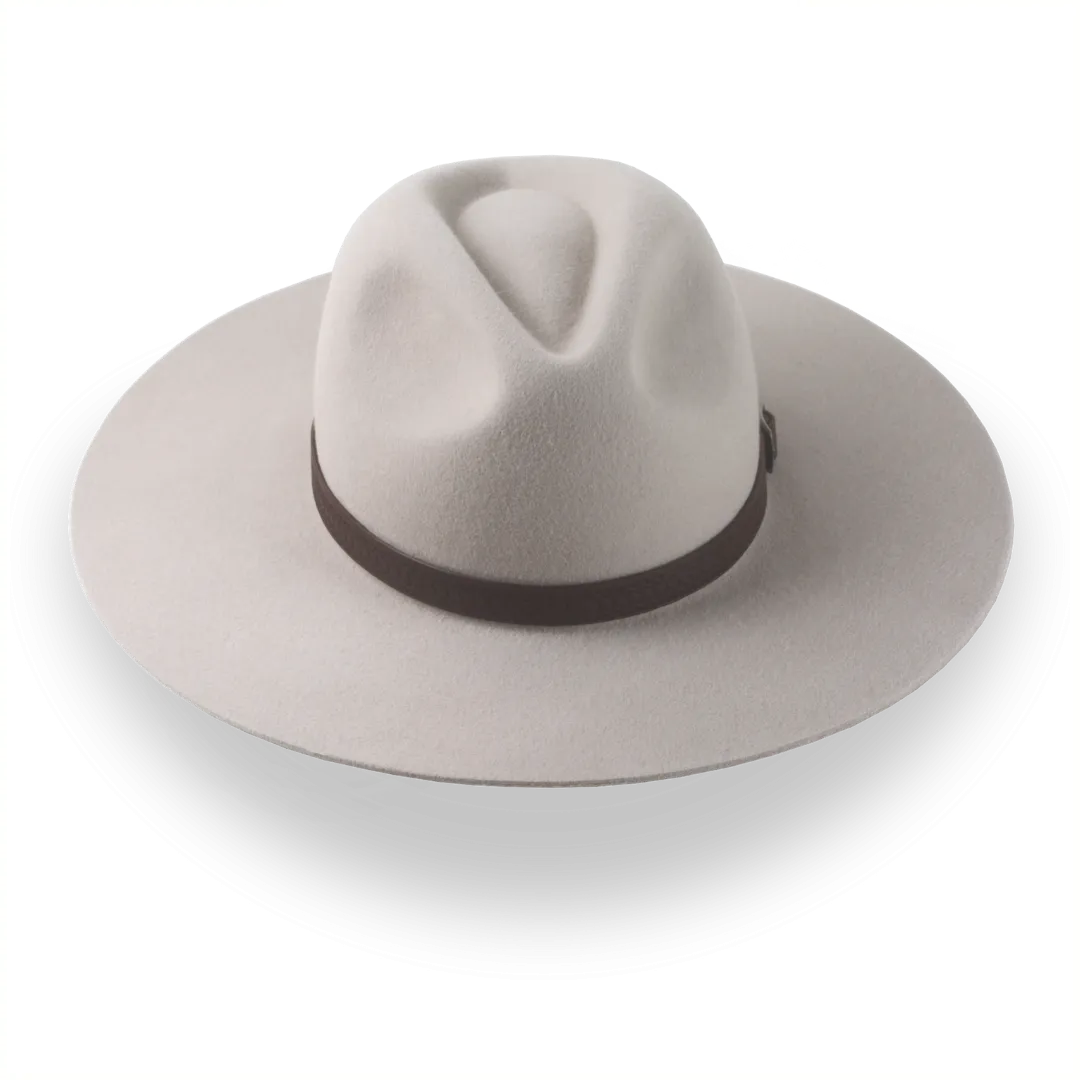 Beige Western Style Flat Brim Hat with Iconic Crown | The Cactus