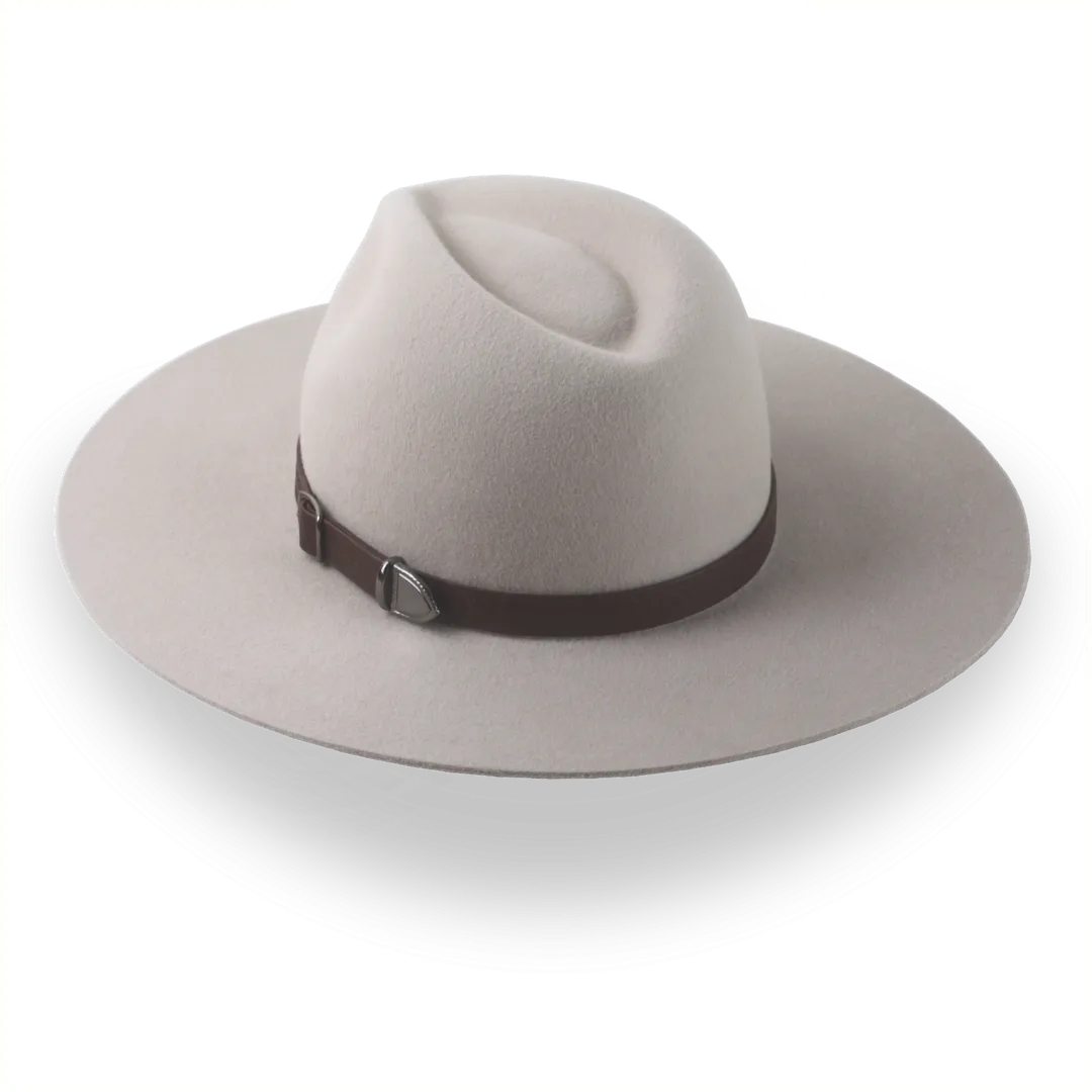 Beige Western Style Flat Brim Hat with Iconic Crown | The Cactus