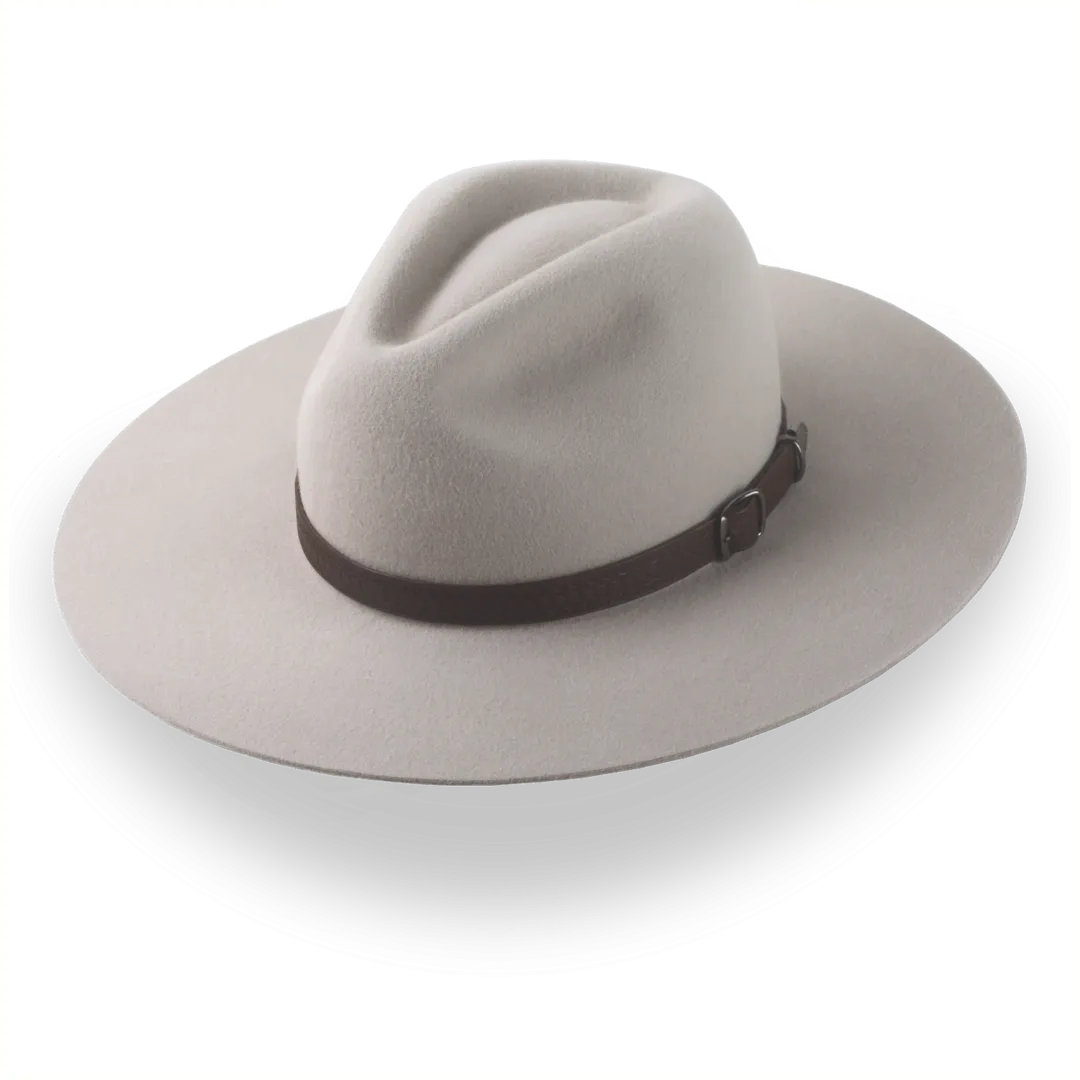 Beige Western Style Flat Brim Hat with Iconic Crown | The Cactus