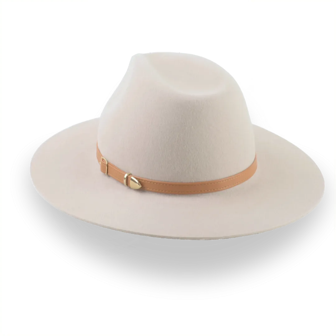 Beige Wide Brim Felt Rancher Hat in Premium Fur Felt | The Solstice