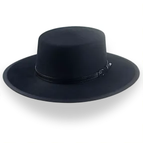 Black Fur Felt Western Flat Top Hat | The Tycoon