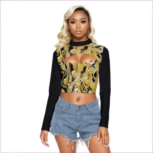 Black Ivy Distressed Womens Hollow Chest Keyhole Tight Crop Top