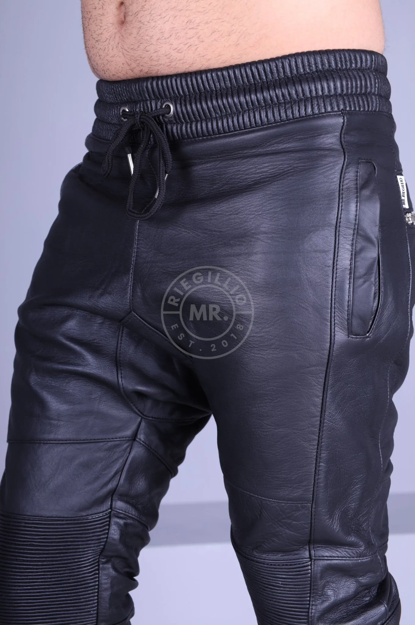 Black Leather Jogger