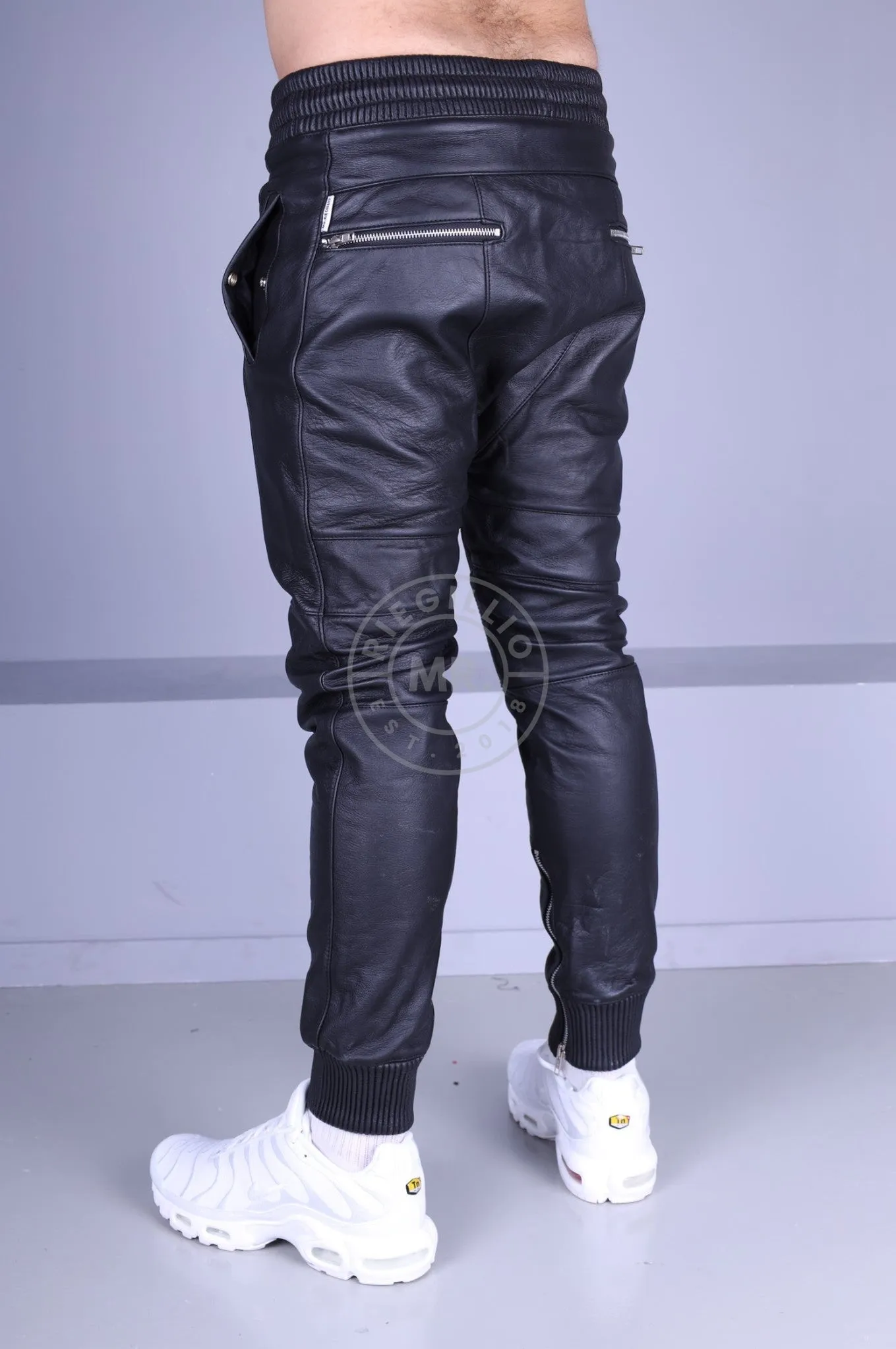 Black Leather Jogger