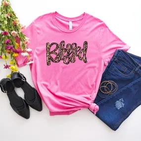 Blessed Leopard Script Tee