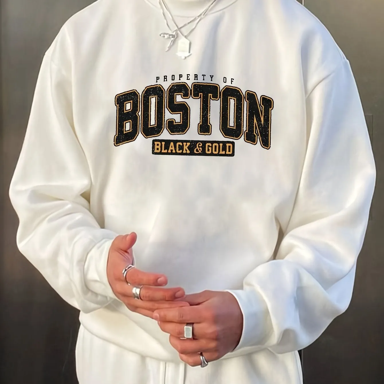 BOSTON Mens Fashion Sweatshirt Stylish Versatile  Perfect for Gifting