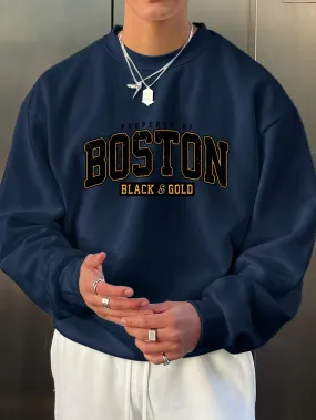 BOSTON Mens Fashion Sweatshirt Stylish Versatile  Perfect for Gifting