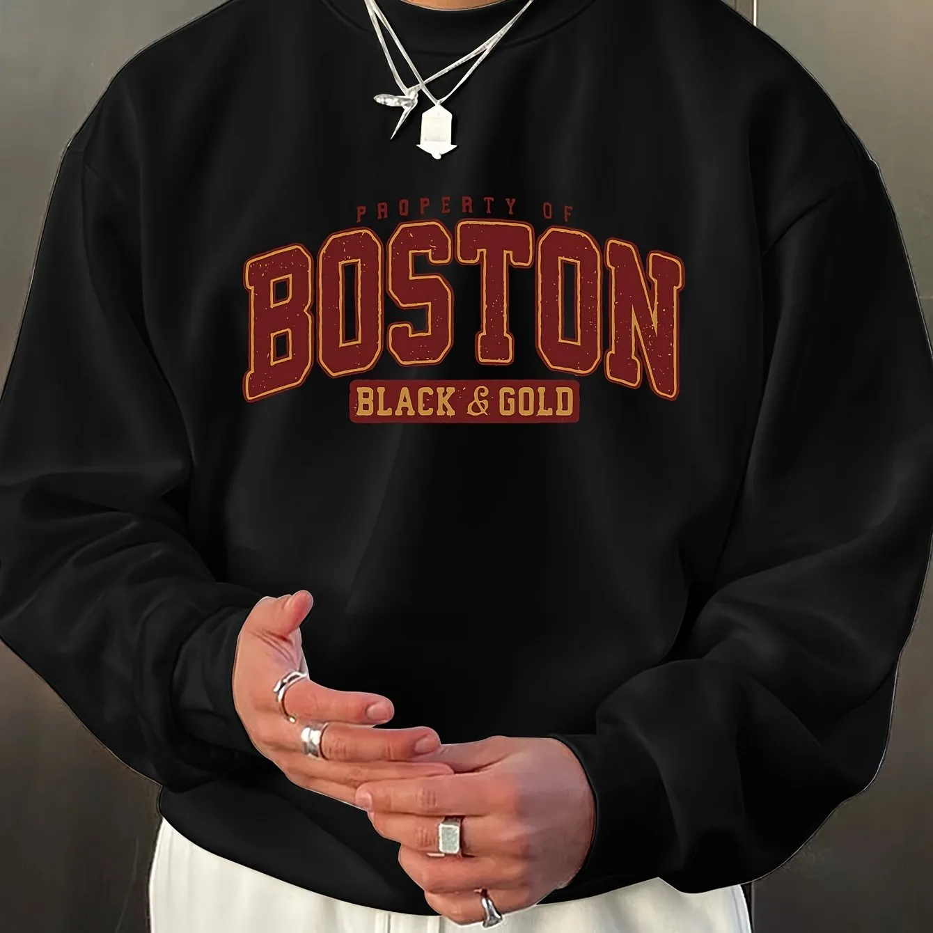 BOSTON Mens Fashion Sweatshirt Stylish Versatile  Perfect for Gifting