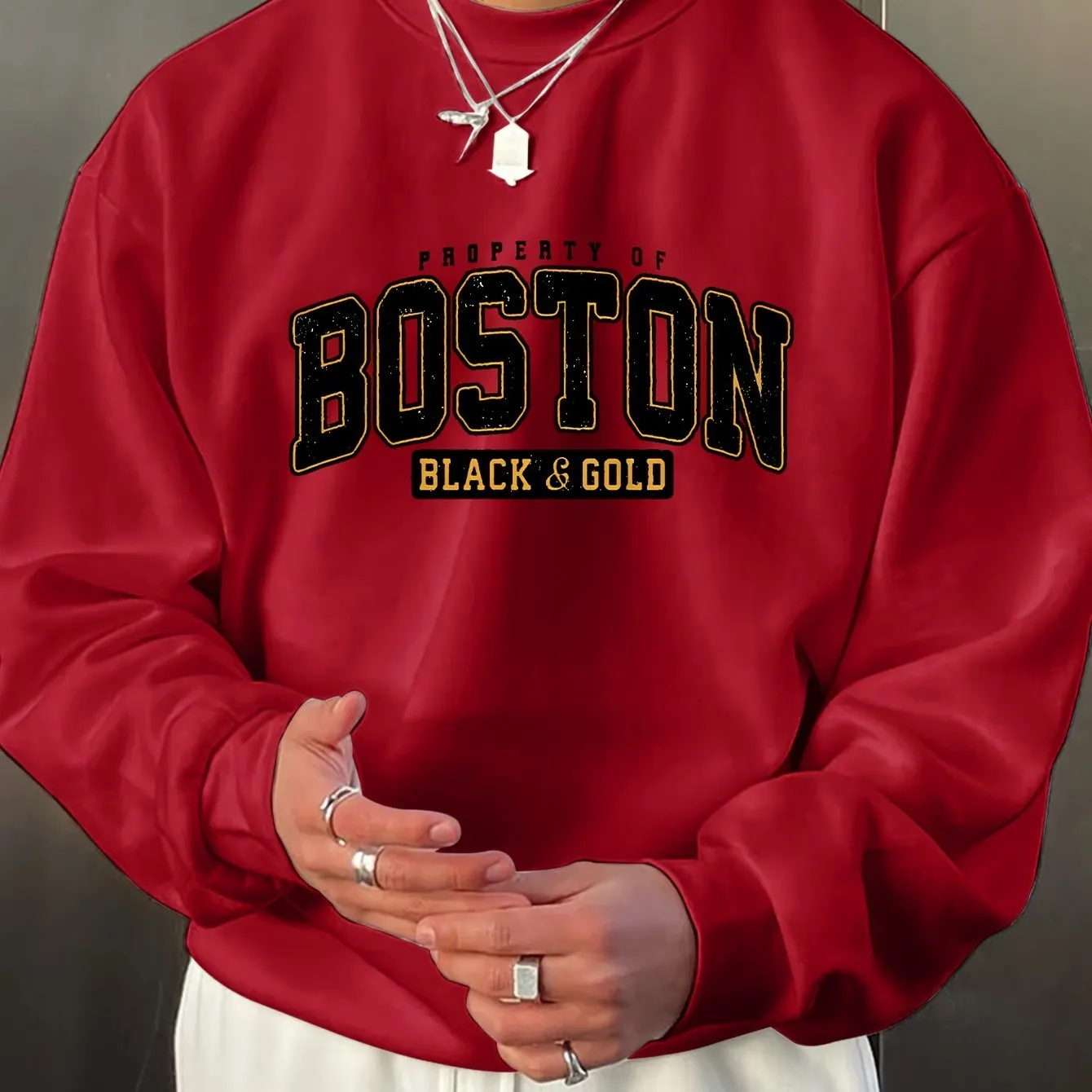 BOSTON Mens Fashion Sweatshirt Stylish Versatile  Perfect for Gifting