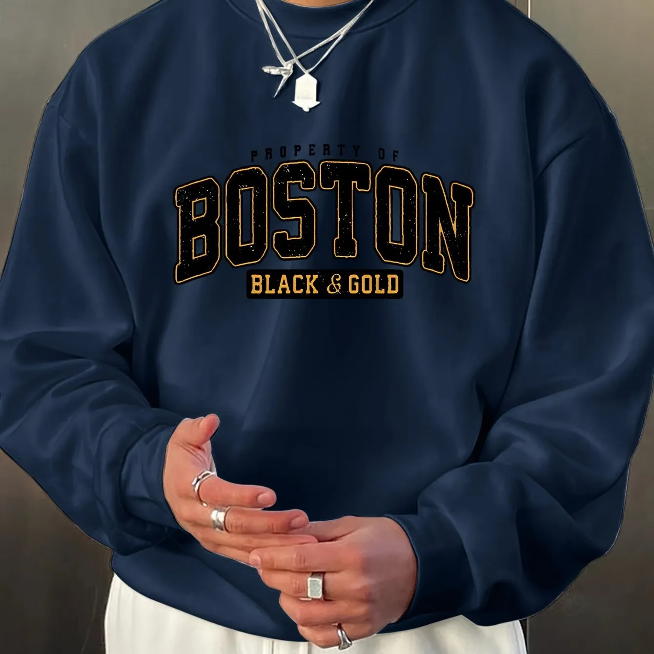 BOSTON Mens Fashion Sweatshirt Stylish Versatile  Perfect for Gifting