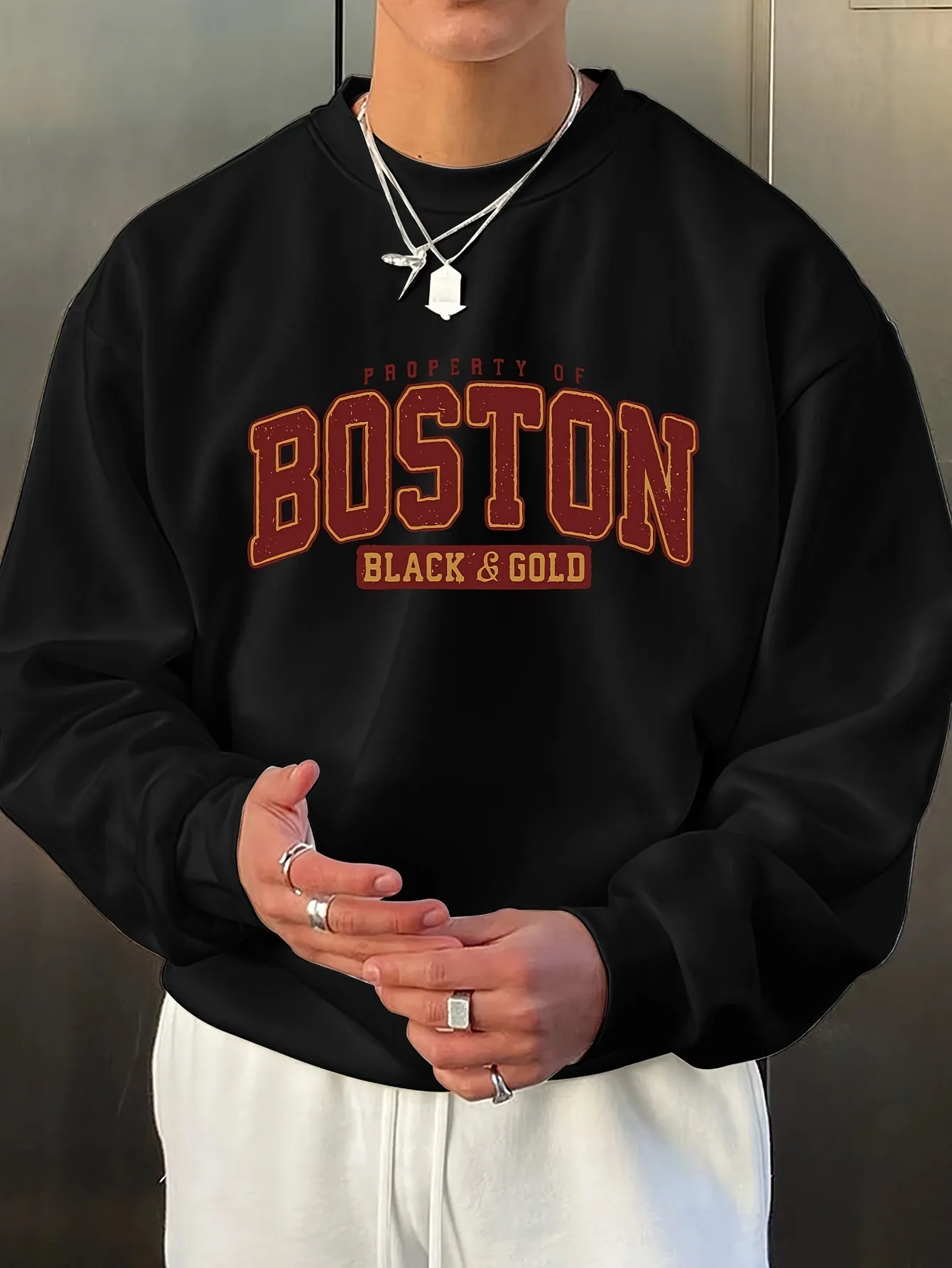 BOSTON Mens Fashion Sweatshirt Stylish Versatile  Perfect for Gifting