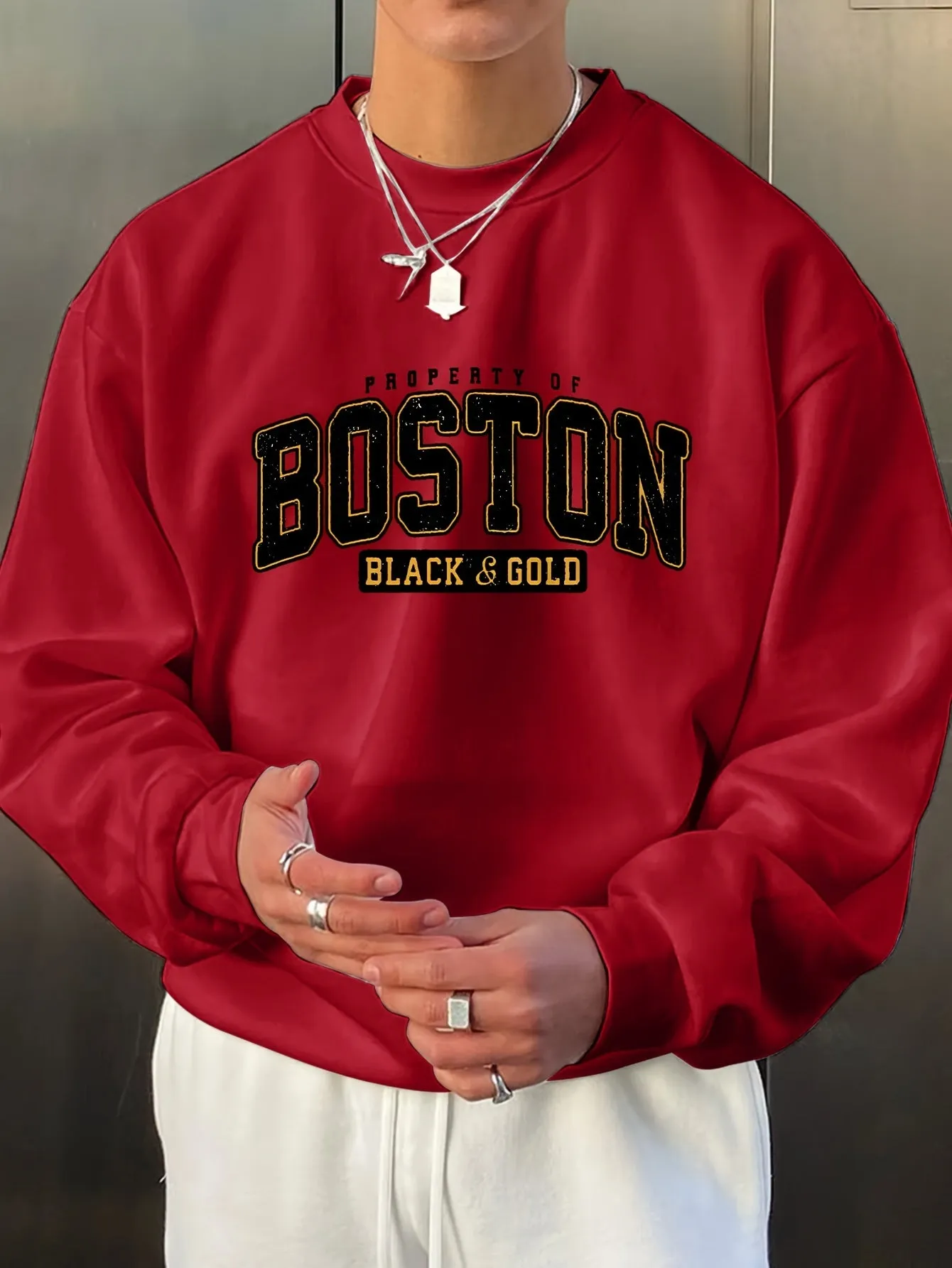 BOSTON Mens Fashion Sweatshirt Stylish Versatile  Perfect for Gifting