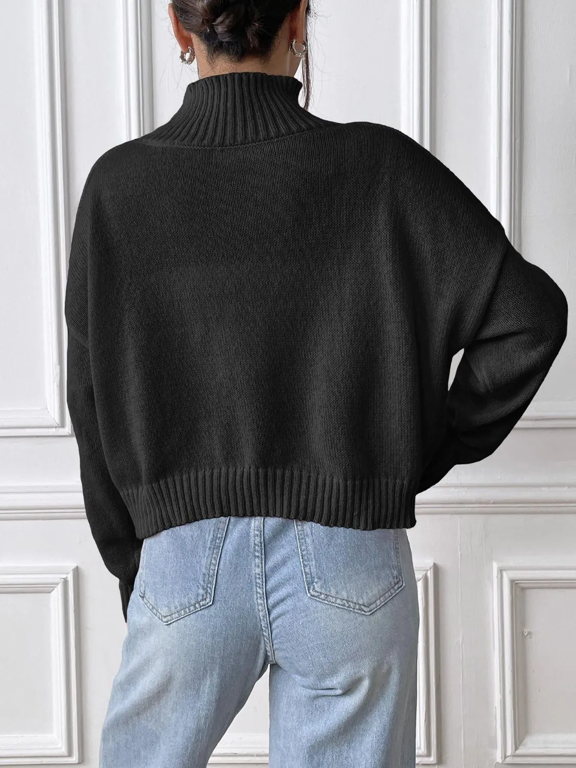 Bow Turtleneck Long Sleeve Sweater