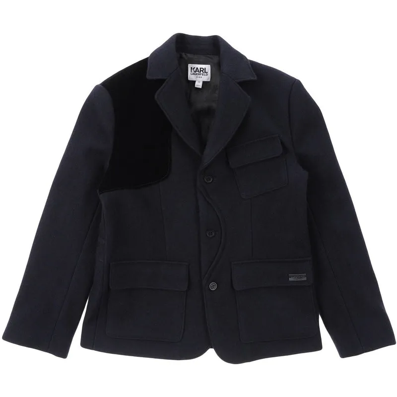 Boys Black Wool Coat