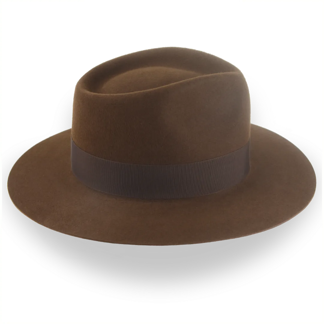 Brown Flat Brim Rancher Fedora in Durable Fur Felt | The Discoverer