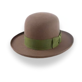 Brown Open Crown Felt Hat with Wide Rolled Brim | The Rover