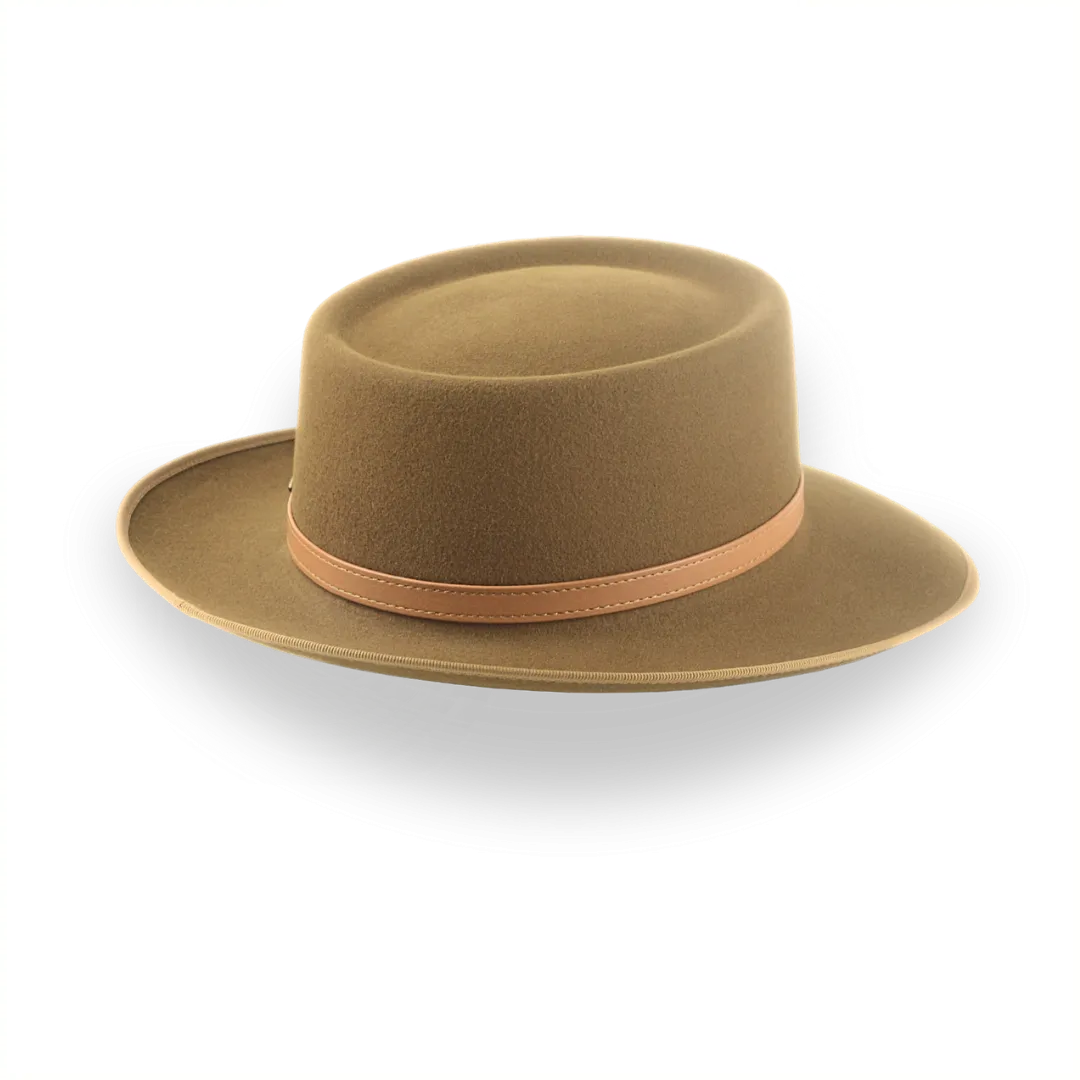 Brown Short Brim Western Fedora in Durable Fur Felt | The Bison